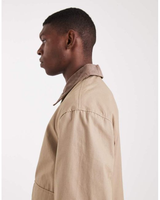 Jack & Jones Natural Worker Jacket With Cord Collar for men