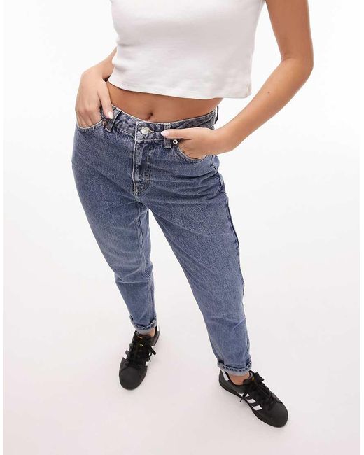 Topshop Hourglass Blue Original Mom High Rise Jeans