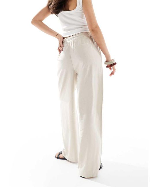 Vero Moda Natural Linen Blend Tie Waist Trousers