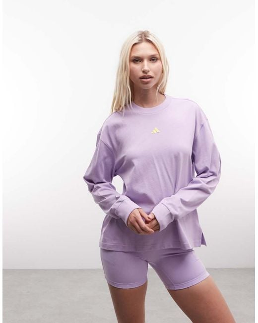 Adidas Originals Purple Adidas Sportswear Three Stripes Studios Long Sleeve Top