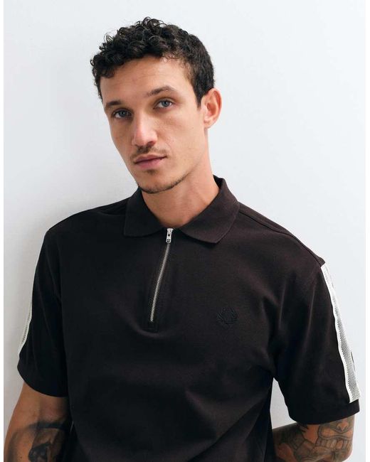 Fred Perry Black Tennis Net Tape Polo Shirt for men