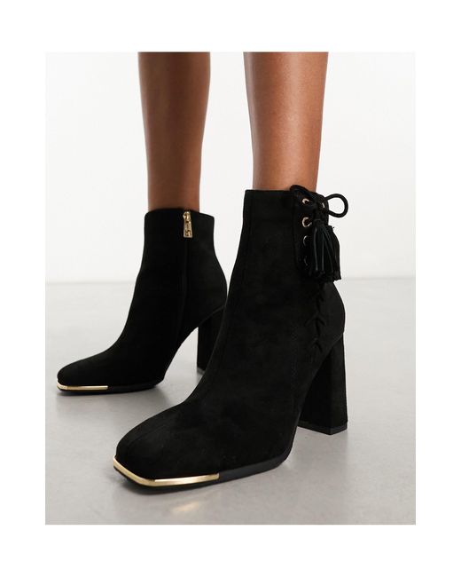 River Island Black Lace Up Corset Boot