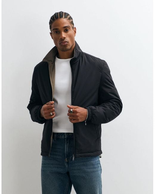 Mango Blue Padded High Neck Jacket for men
