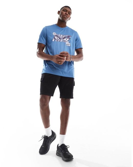 Camiseta Con Estampado Gráfico Dri-Fit De Nike de hombre de color Blue