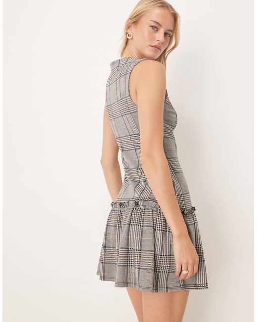 Vestido Corto Rosa A Sin Mangas Con Cuello Recto Y Cintura Baja De Asos Design Tall ASOS de color Gray