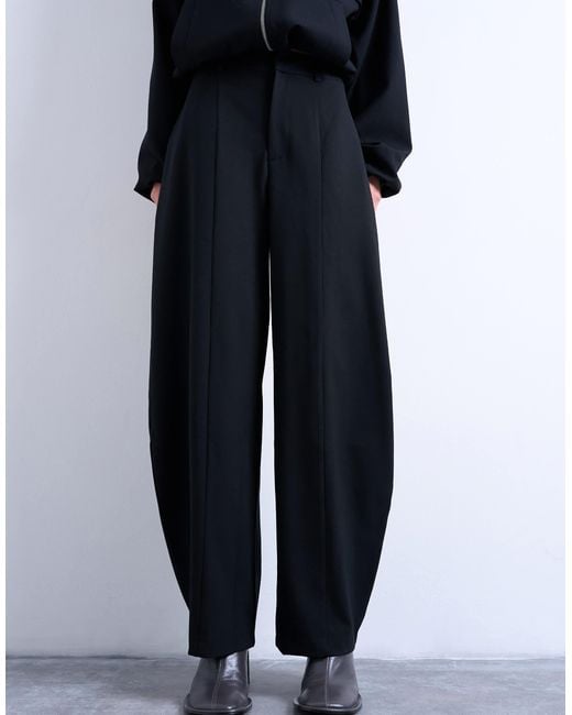 TOPSHOP Black Barrel Pants
