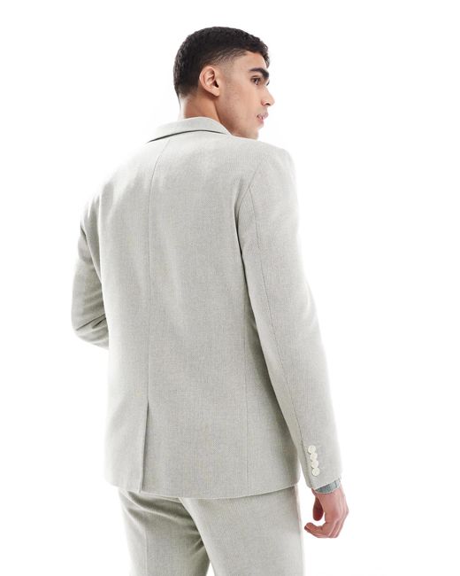 ASOS Gray Double Breasted Wool Blend Regular Suit Jacket for men