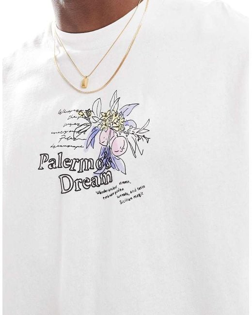 Bershka T-Shirt Met Stadsprint in het White voor heren