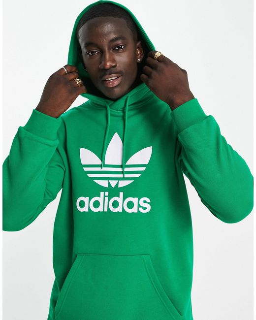 adidas trefoil hoodie noble green