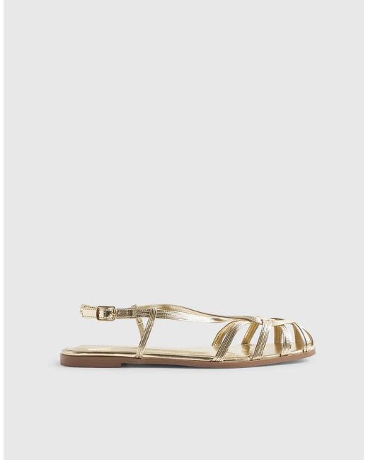 River Island Natural Caged Flat Sandals