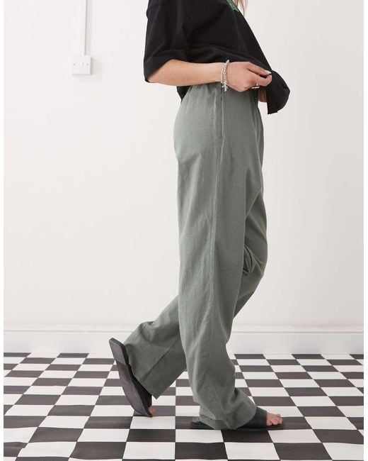 Monki White Linen Trousers