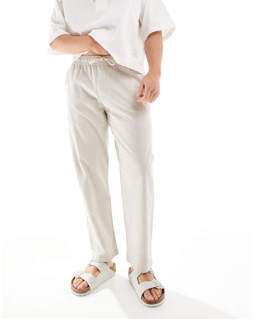 Hollister Natural Linen Loose Fit Pull On Trouser for men