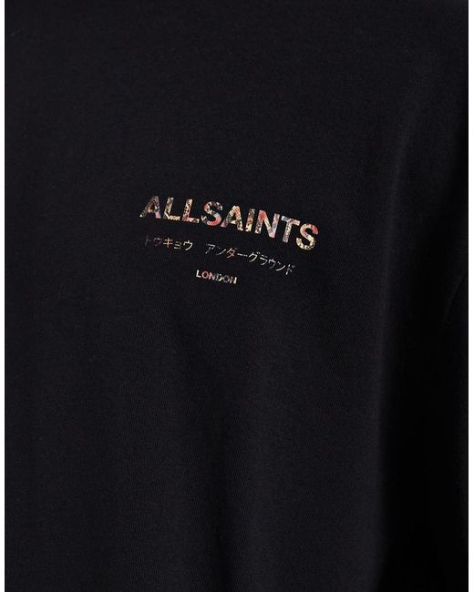 AllSaints Black Underground Long Sleeve T-Shirt for men