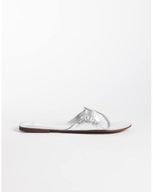 Mango White 100% Leather Flip Flop Sandal