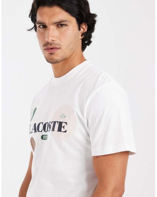 Lacoste White Classic Fit Graphic Logo T-shirt for men