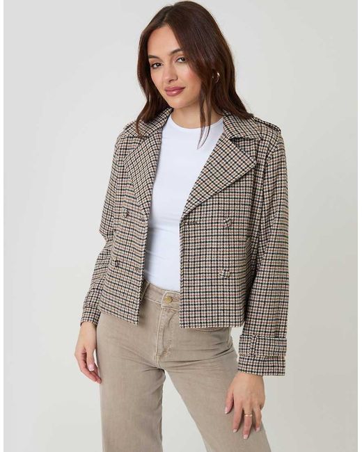 Threadbare Gray Check Faux Wool Cropped Jacket