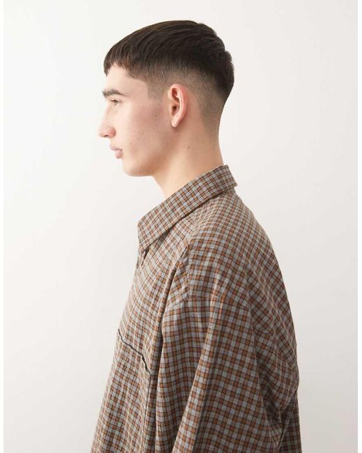 Collusion Brown Long Sleeve Oversized Skate Shirt for men