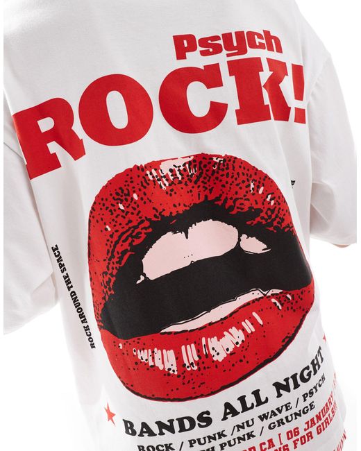 ASOS Red Oversized T-shirt With Psych Rock Band Lips Graphic