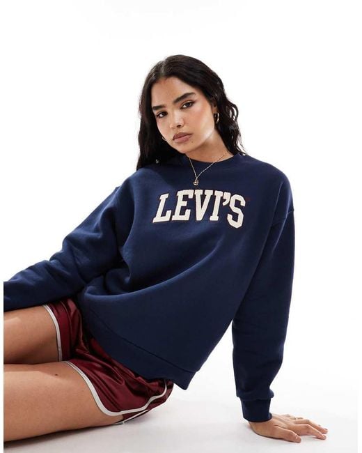 Levi's Blue Alinas Varsity Chenille Logo Relaxed Fit Sweatshirt