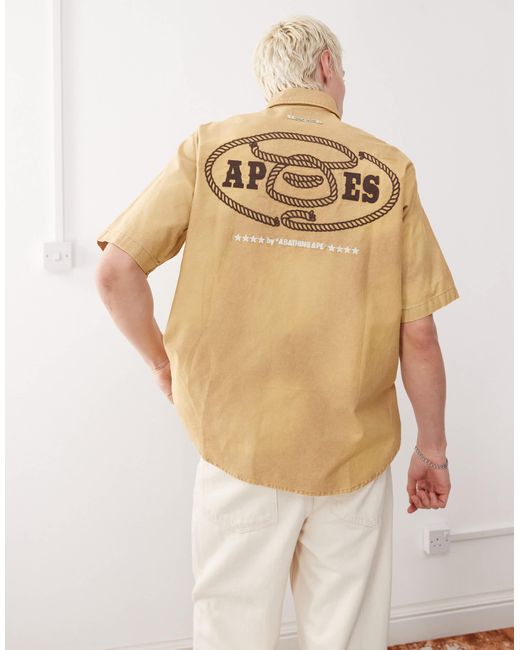 Aape By A Bathing Ape Natural Aape By A Bathing Ape Worker Short Sleeve Shirt for men