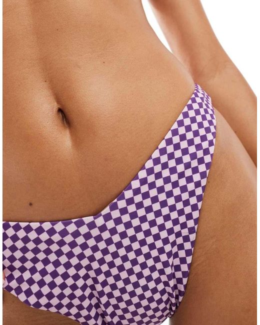 OOSC Purple Checkmate Mix And Match V-Cut Bikini Bottoms