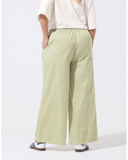 Yours Clothing Green Stripe Wide Leg Trousers