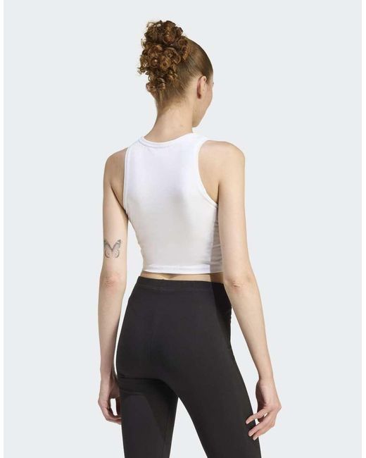 Adidas Originals White Essentials 3-Stripes Padded Tank