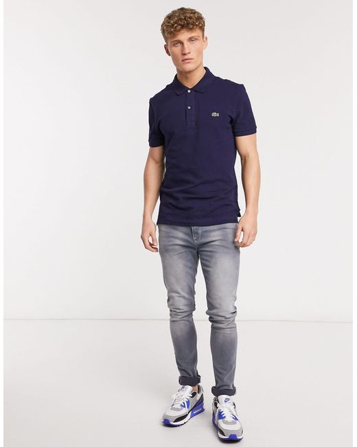 lacoste slim fit polo navy