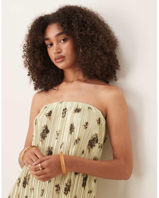 ASOS Natural Plisse Bandeau Mini Dress