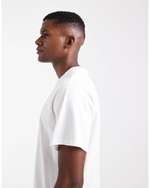 Levi's White Distressed Serif Logo Relaxed Fit T-shirt for men