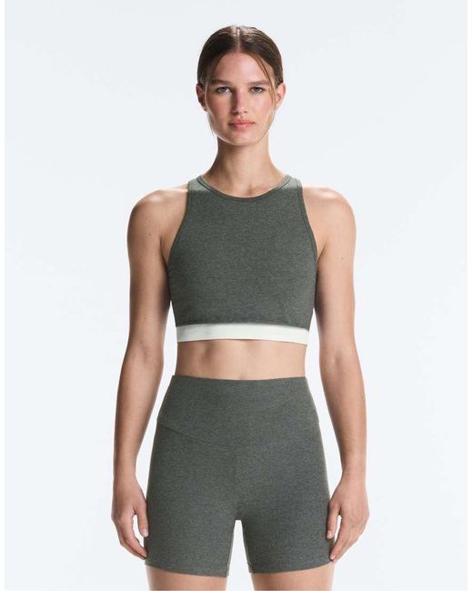 Oysho Gray Marl Overlay Halterneck Tank Top