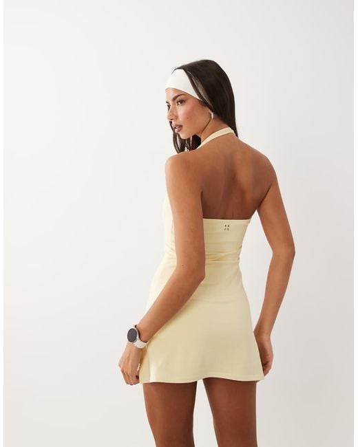 4505 Natural Active Halter Neck Tennis Dress With Under Shorts