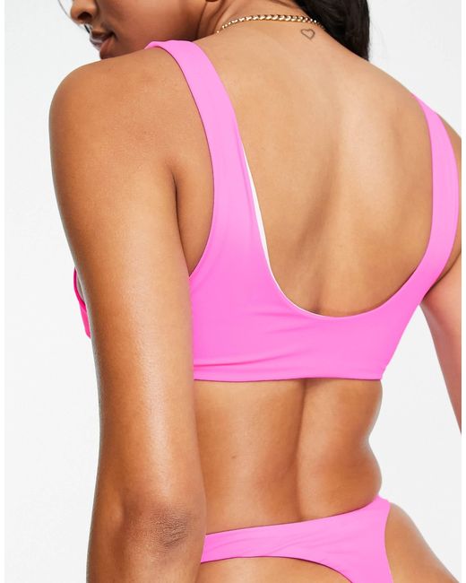 ASOS Pink Mix And Match V Crop Bikini Top