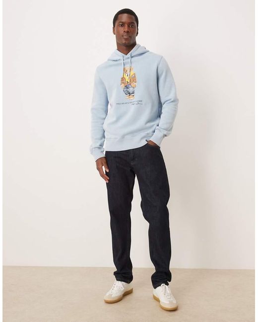 Polo Ralph Lauren Blue Heritage Bear Print Hoodie for men