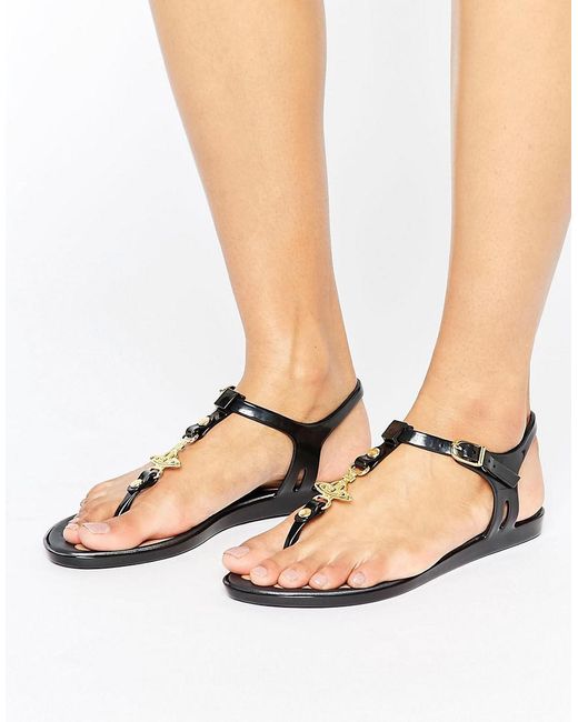 Melissa + Vivienne Westwood Anglomania Rubber Black Orb Jewel Toe Post  Sandals | Lyst
