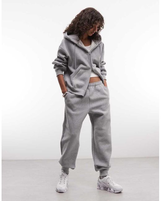 Nike Gray Studio Fleece Heavy Weight Oversized Zip Through Hoodie