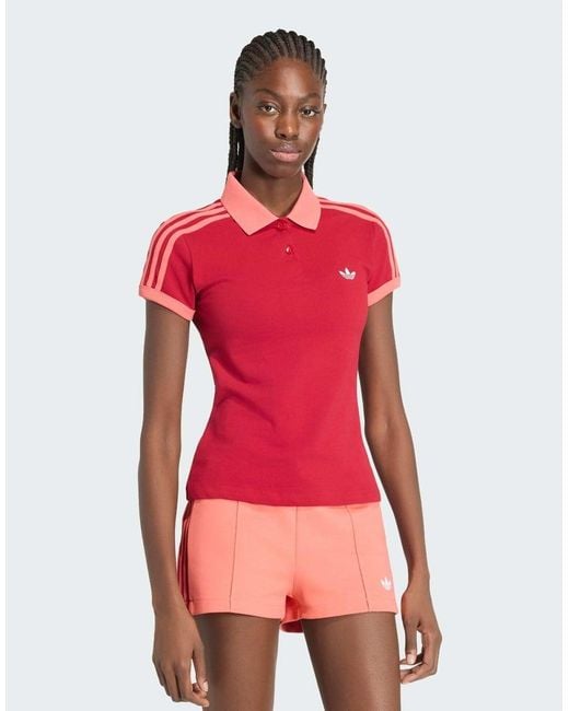 Adidas Originals Red 3-stripes Polo