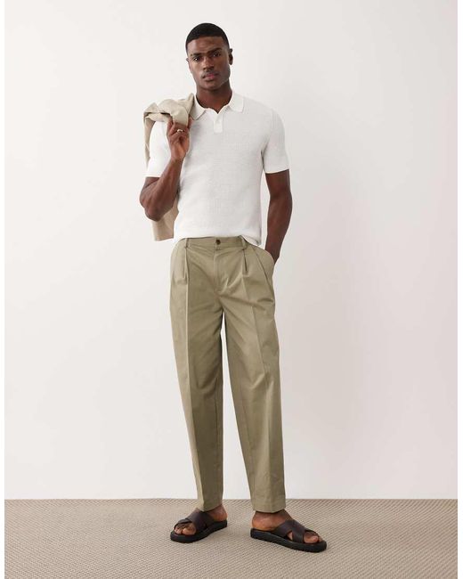 Mango Geribbeld Gebreid Poloshirt in het White voor heren