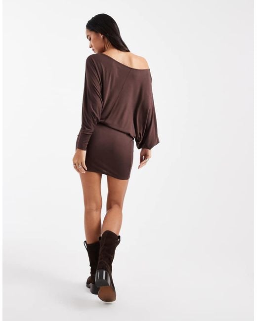ASOS Red Fallen Shoulder Slouchy Batwing Mini Dress