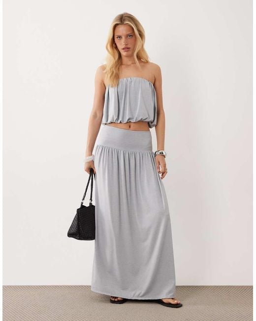 ASOS Gray Co-Ord Dropped Waist Maxi Skirt With Split Detail
