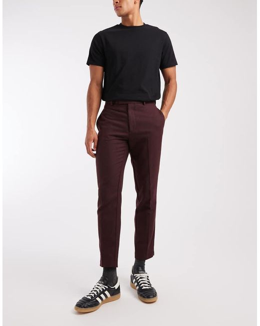 ASOS Natural Smart Wool Mix Tapered Trousers for men