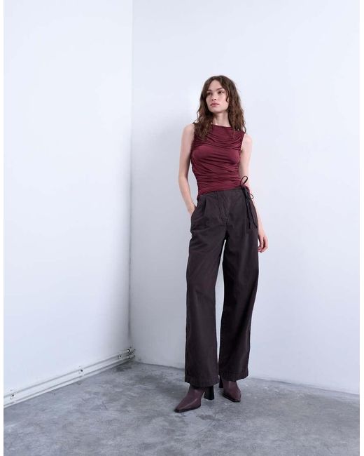 TOPSHOP Gerimpelde Tanktop in het Brown