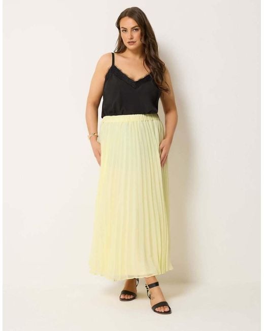 Yours Clothing Yellow Pleated Maxi Skirt