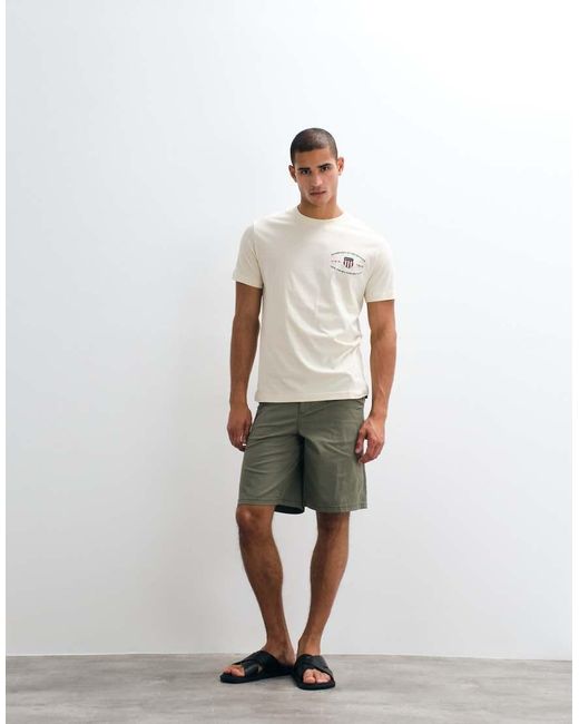 Gant White Chest Print Shield Logo T-shirt for men