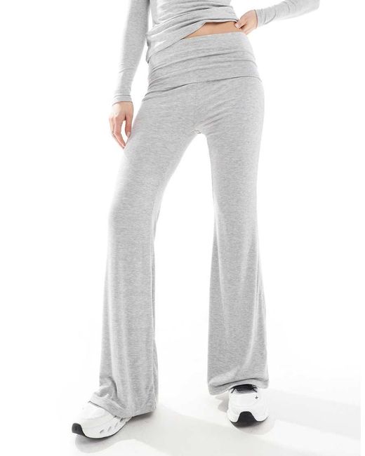South Beach White Fold Over Flared Leggings