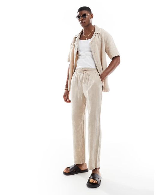 Pantalones Color Piedra De Estilo Resort De -Blanco Goldsboro de hombre de color White
