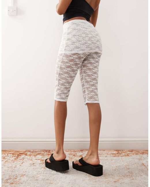 Collusion Natural Lace Skirt Over Capris