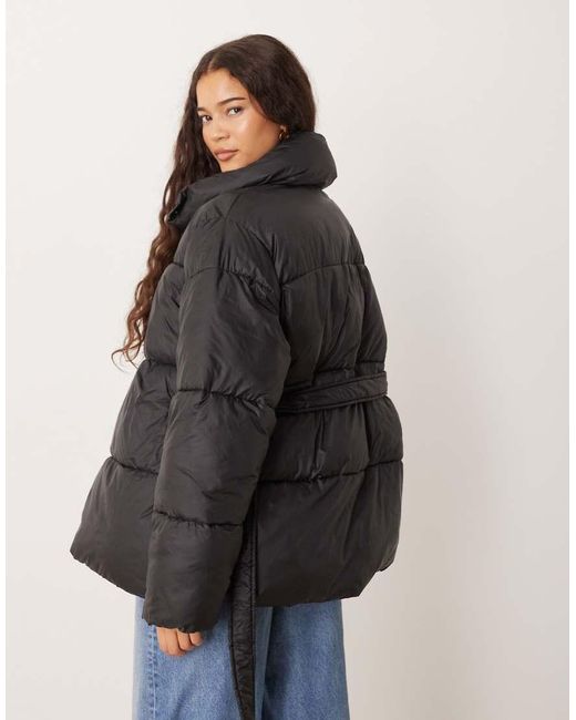 Gina Tricot Black Belted Puffer Jacket