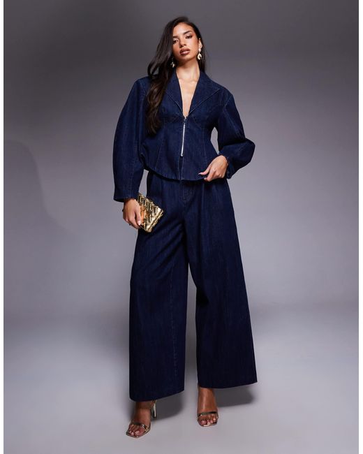 Jean ample d'ensemble à pinces devant - indigo ASOS en coloris Blue