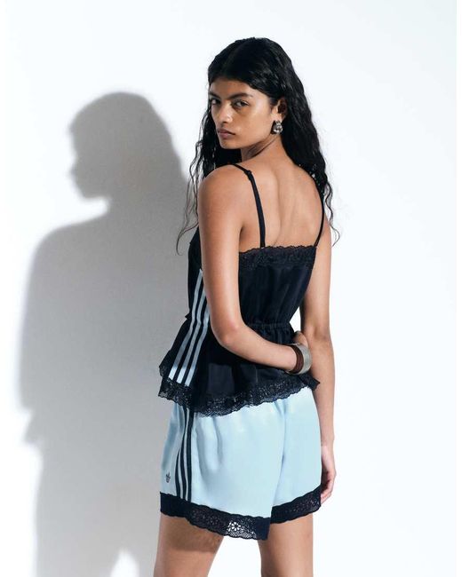 adidas Originals x ASOS Blue Cami Top With Lace Trim And Cinch Waist